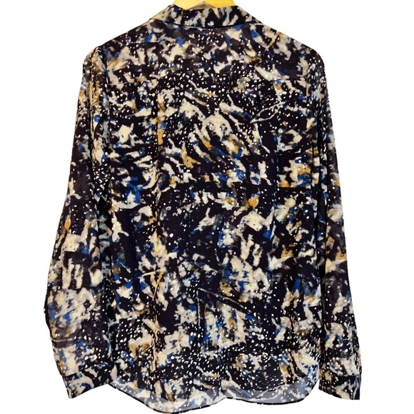 Cabi Starry Night Art to Wear Ruffle Button Business Casual Blouse - Picture 3 of 5